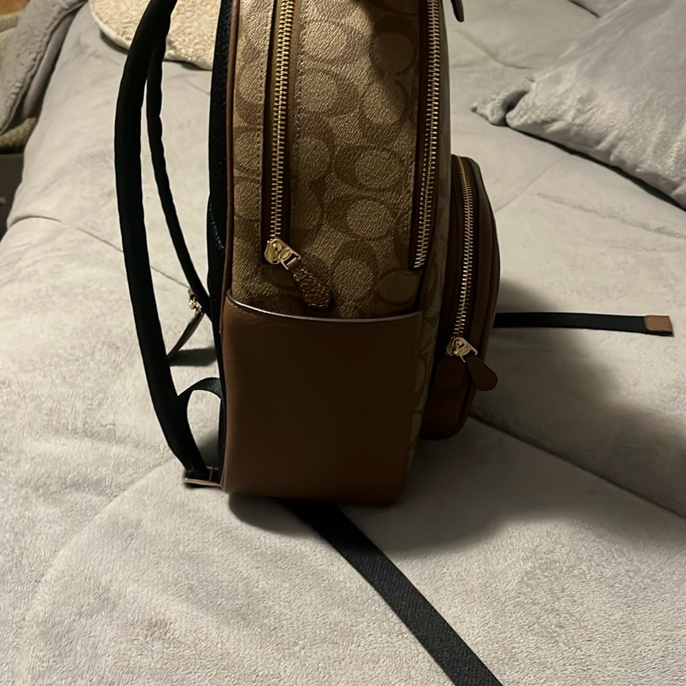 New Coach Brown Backpack Compact Monogram Design - Picture 4 of 6